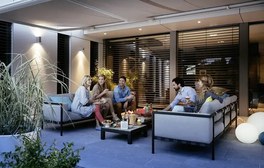Entertain under a SunSetter Awning by extending your patio